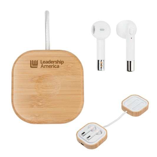 Leadership America - Bamboo Wireless Earbuds & Watch Charger